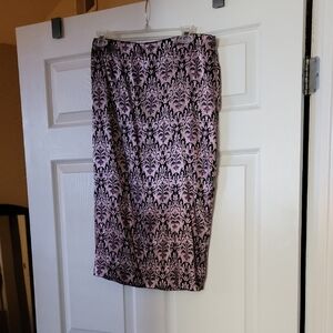 New York & Company Pink and Black Midi Pencil Skirt